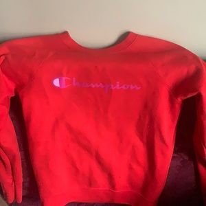 Red champion sweat shirt